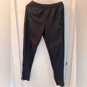YXL, black on black adidas track pants